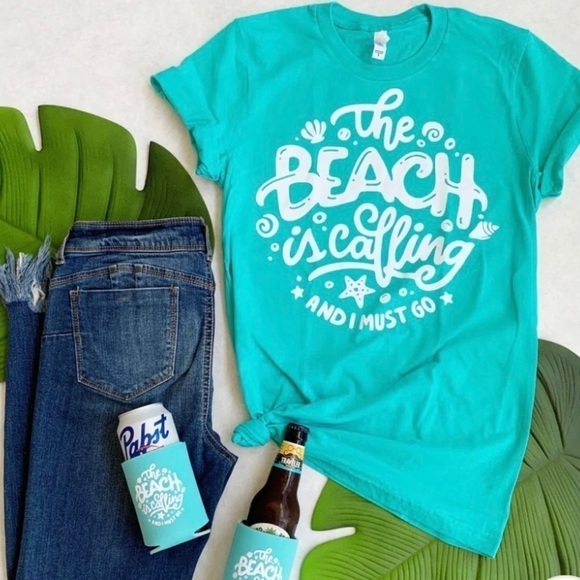 Bella Canvas The Beach Is Calling Graphic Short Sleeve T-Shirt Size Medium - Picture 17 of 17